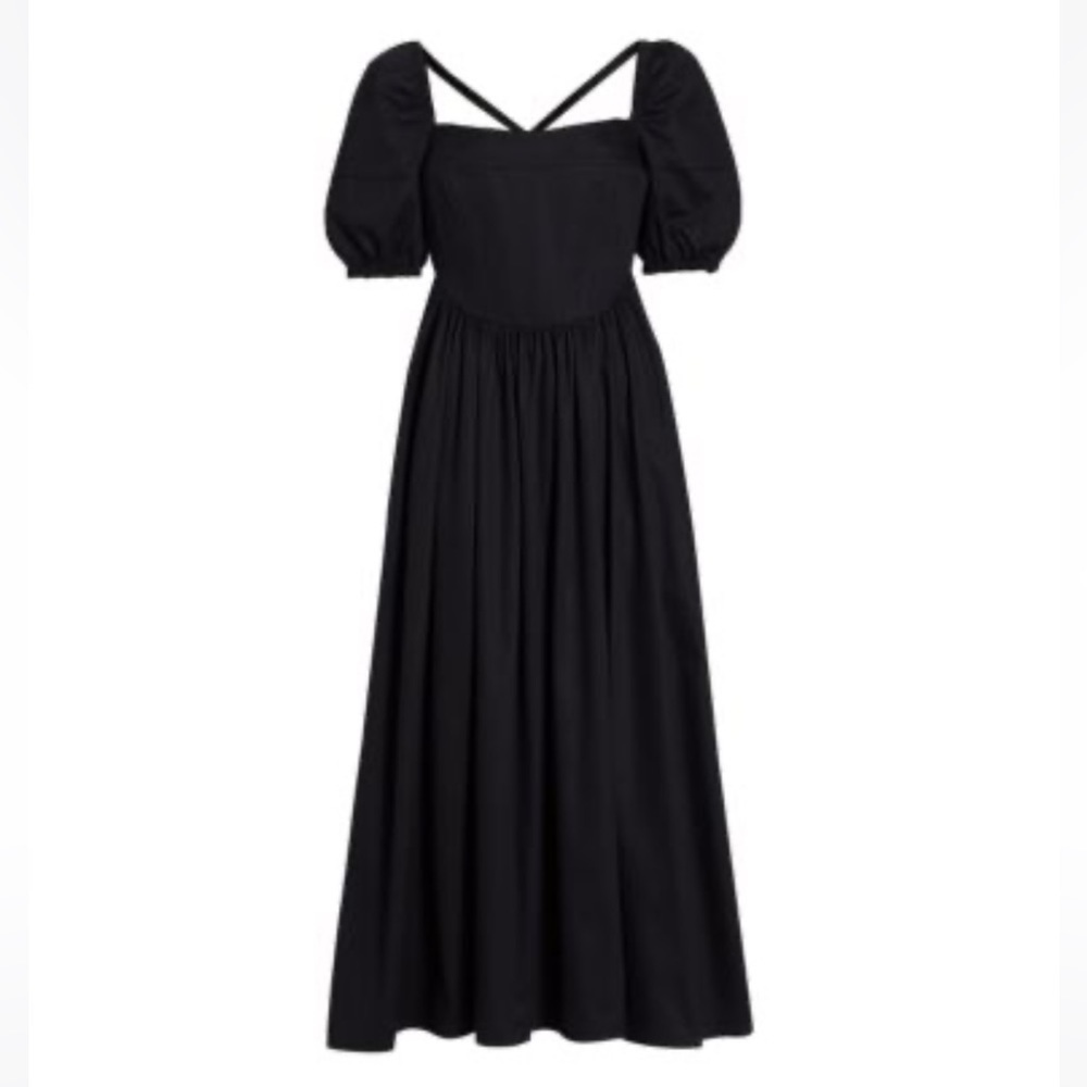 NWT Rosetta Getty Black Cotton Corset Midi Dress Size 6
